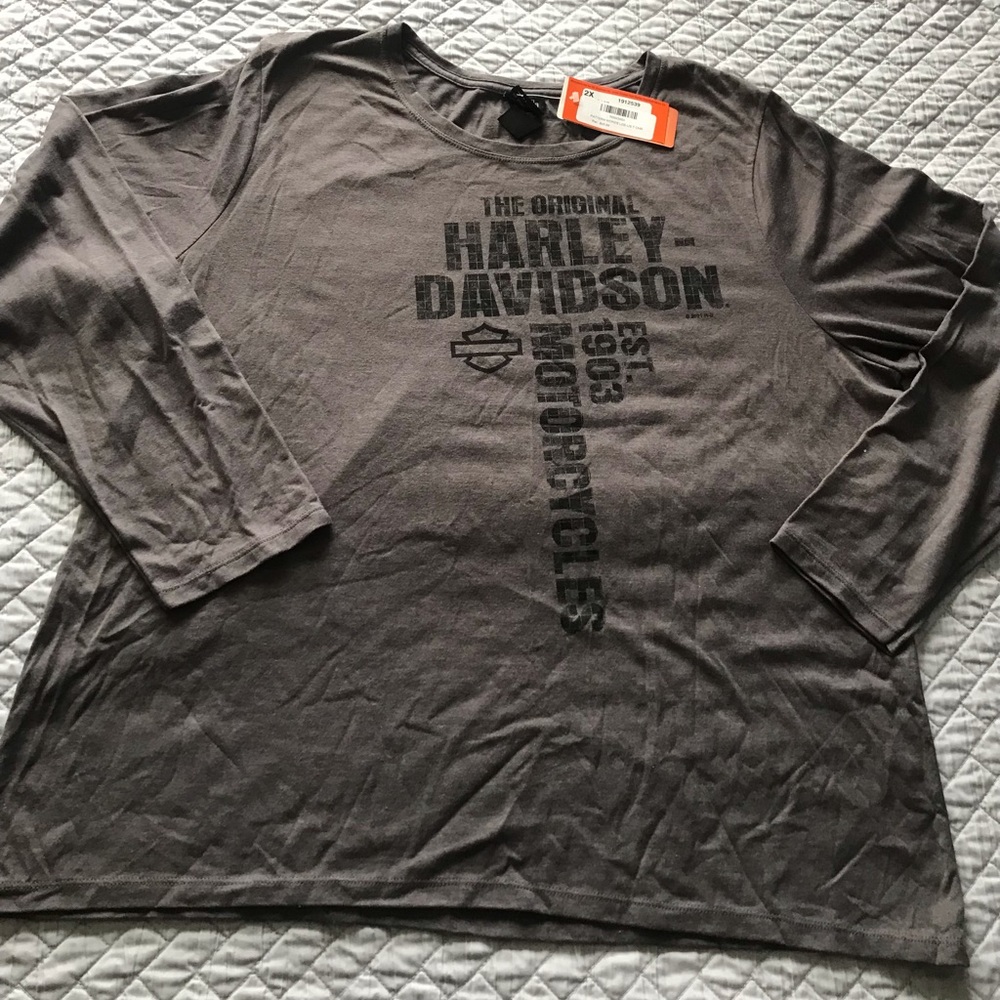 Harley-Davidson Gray Long Sleeve Tee with Iconic Logo
